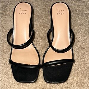 A New Day Women's Black Block Heel Sandals